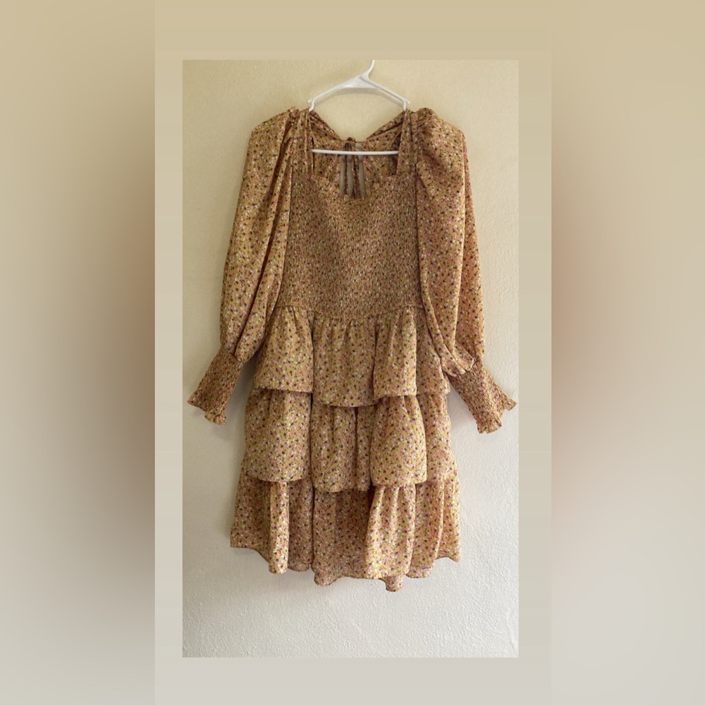 Yellow flowy dress, size XL